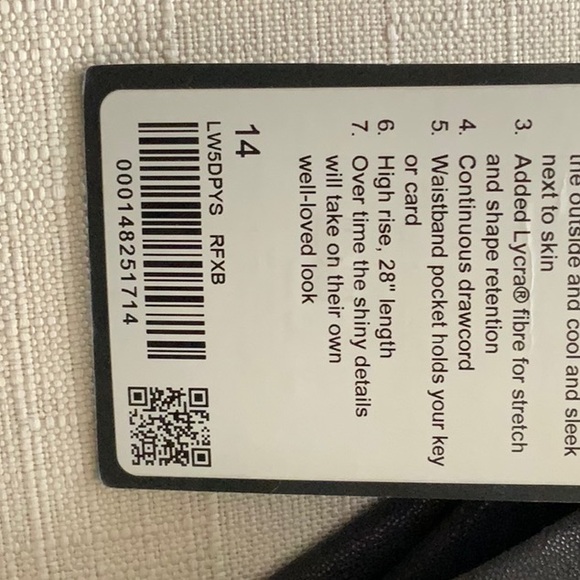 Lululemon Wunder train HR Tight 28” Foil NEW WITH TAGS size 14 - Picture 6 of 6